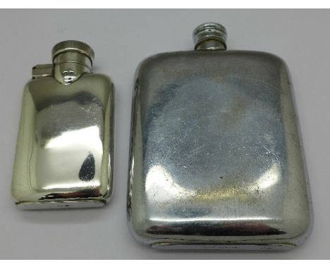 A small silver flask, Birmingham 1924, by Mappin & Webb and one other flask