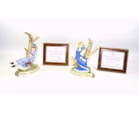 Two Royal Worcester figures, 'Alice' and 'Cecilia', from the Victorian ladies series, limited edition number 370/500, with fr