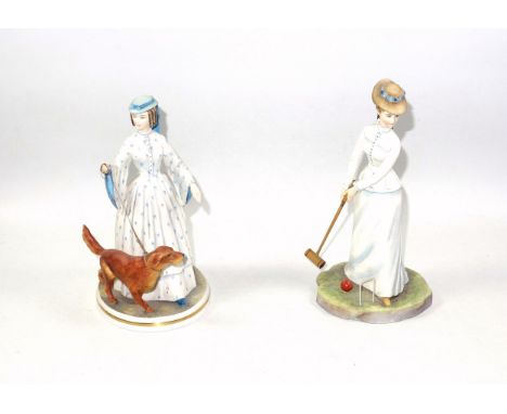 Two Royal Worcester figures, 'Bridget' and 'Felicity', modelled by Ronald van Ruyckevelt, from the Victorian ladies limited e