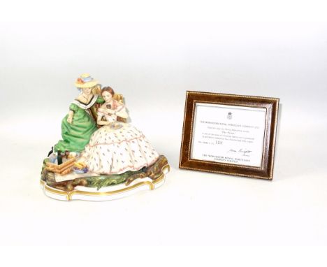 Royal Worcester figural group, 'The Picnic', modelled by Ronald van Ruyckevelt, limited edition number 120/250, with framed c