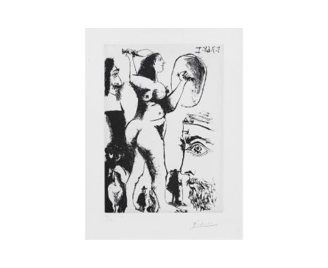 PABLO PICASSO (1881-1973)Peintre ou sculpteur pensant à une femme guerrière, avec mousquetaire, Série 347 signé et numéroté 1