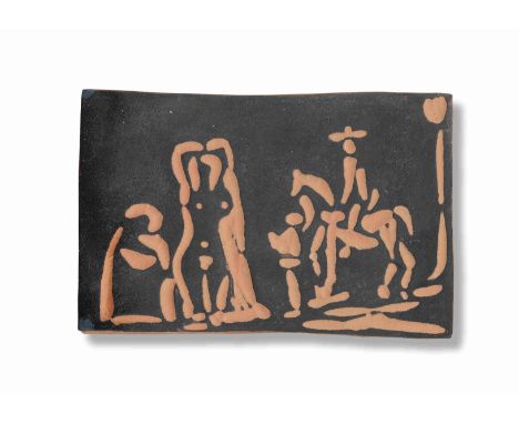PABLO PICASSO (1881-1973)Personnages et cavalier cachet en creux Madoura Plein Feu/Empreinte originale de Picasso, numéroté 1