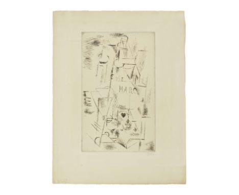 PABLO PICASSO (1881-1973)Nature morte à la bouteille de Marc signé et numéroté N°69pointe-sèche sur papier vergé filigrané Ar