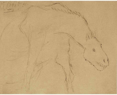 PABLO PICASSO (1881-1973)Cheval signé et daté 15 Août 41. Picasso (en haut à gauche)encre sur papier Réalisé en 1941signed an