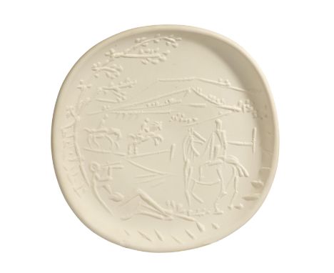 PABLO PICASSO (1881-1973)Joueur de flûte et cavaliers cachet en creux Madoura Plein Feu/Empreinte Originale de Picasso, inscr