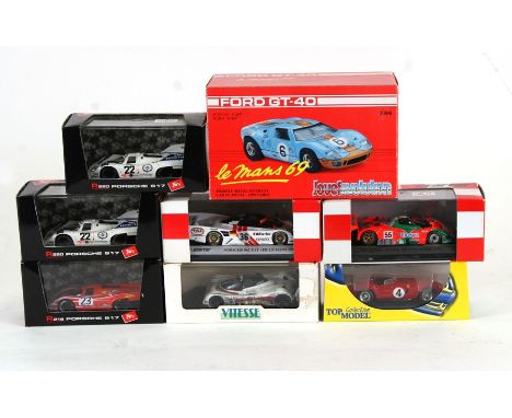 A collection of 1-43 scale diecast Le Mans Racing Cars including 1991 Mazda 787, Top Model Collection Ferrari 375 and Le Mans