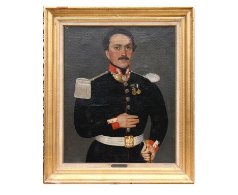 A 19th century style portrait of Mr Augustin Des Vernois (1787-1859), oil on canvas, framed, 48 by 61cms (19 by 24ins).