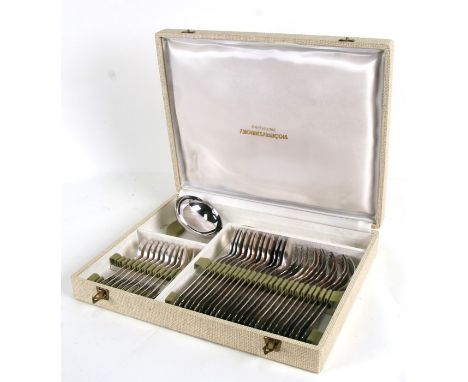 A boxed set of French silver plated cutlery by Frionnet Francois; together with a quantity of silver plated flatware includin