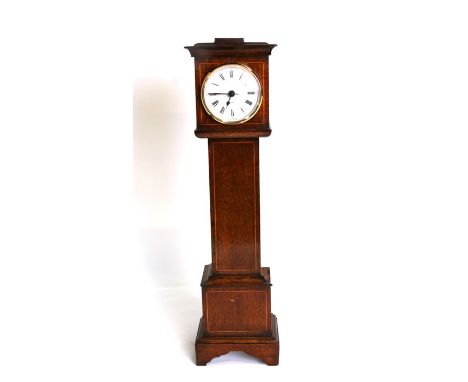 A miniature mahogany longcase clock with modern movement, 37cms (14.5ins) high.