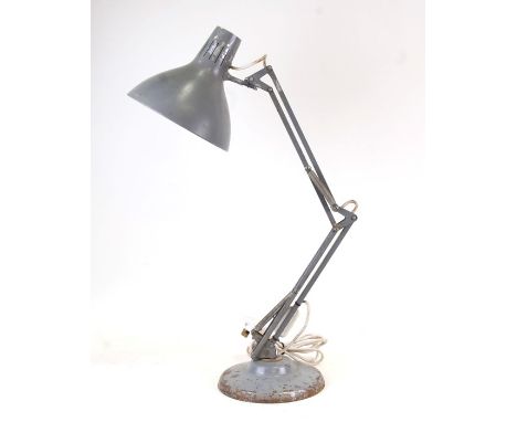 A NORWAY grey painted metal anglepoise lamp on a circular stepped base