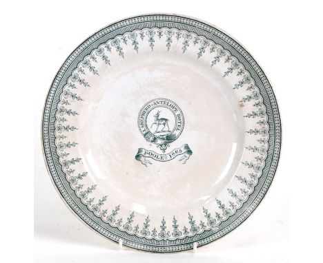 Local interest.  A Victorian Copeland Pottery dish for the Antelope Hotel, Poole, Dorset, 1865, 26cms (10.25ins) diameter.Con