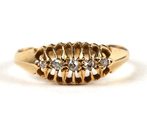 An 18ct gold five-stone diamond ring, Birmingham 1921, weight 2.4g, approx UK size 'M'.Condition Reporthallmarked, shank a li