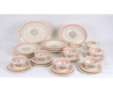 A Susie Cooper Dresden Spray pattern six-person part dinner &amp; tea service.Condition Reportsome crazing to the glaze, one 