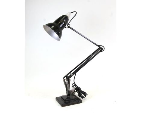 A Herbert Terry &amp; Sons Ltd black painted metal anglepoise lamp on a square stepped base