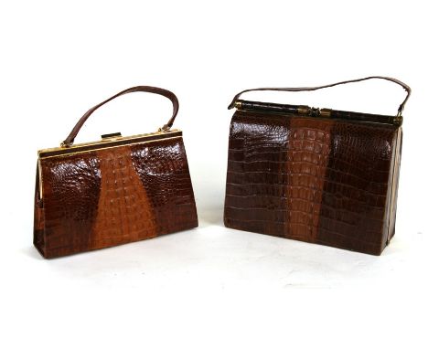 Two ladies vintage crocodile handbags, the largest 28cms (11ins) wide.