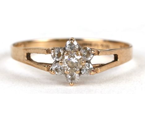 A 9ct gold cluster ring, approx UK size 'O'.Condition Reportgood overall condition stones do not test as diamonds