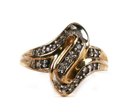 A 9ct gold diamond set ring. approx UK size 'Q'.