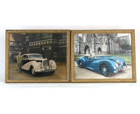 Motoring interest.   An original tinted photograph depicting a 1946 Bentley, registration number HLM 927; and another of a La
