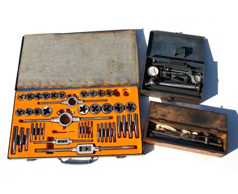 A Spaldings tap &amp; dye set, cased; together with other tools.