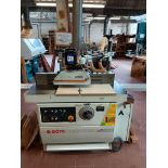 SCM T130N spindle moulder with Steff 2038 power feed. Purchaser responsible for electrical