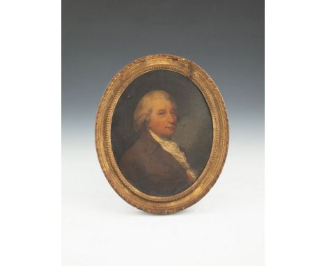 ATTRIBUTED TO NATHANIEL HONE THE ELDER RA (1718-1784)Portrait of a Gentleman, half length seatedOval, oil on canvas, 25 x 20c