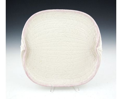 ***PLEASE NOTE DESCRIPTION SHOULD READ***A BELLEEK FIRST PERIOD TRIDACNA PATTERN TRAY, with pink tinted rim, with black stamp