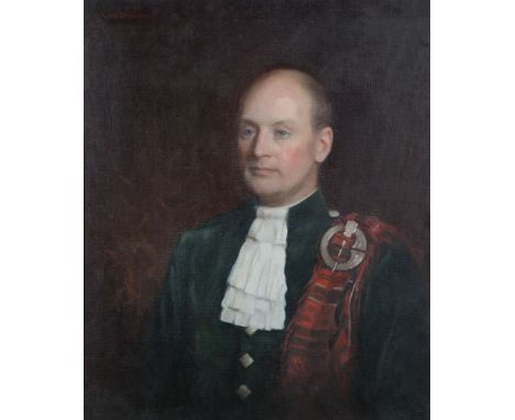 ***PLEASE NOTE: ESTIMATE SHOULD READ €500 - 800***CECIL JAMESON (EARLY 20TH CENTURY)A half length portrait of a gentleman dre