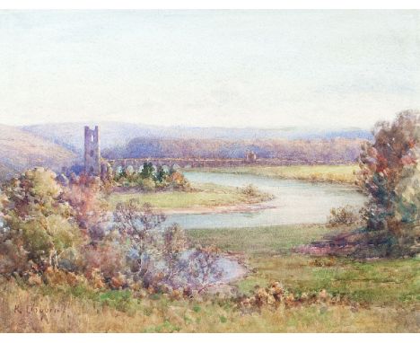 LADY KATE DOBBIN (1868-1955)Inniscarra Abbey on the River LeeWatercolour, 35 x 45cmSigned. Inscribed artist's label verso Exh