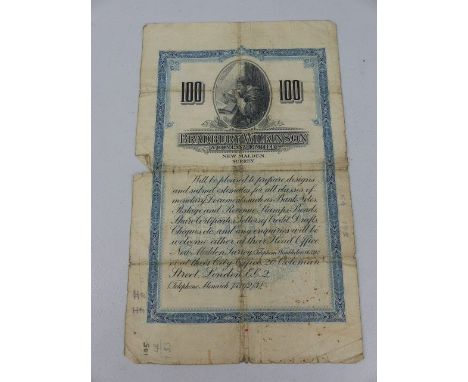 Bank note specialist Advert - Large oversized by Bradbury Wilkinson &amp;Co. Makers of bank notes, stamps bonds etc. 