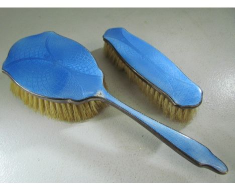 Silver and Guilloche enamel brush and hand brush