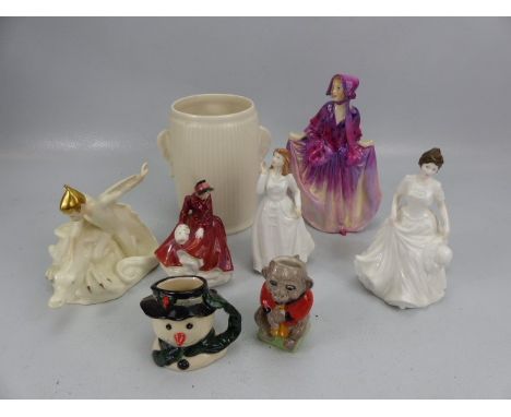 Selection of Royal Doulton ladies along with a Sylvac tea caddy 3372