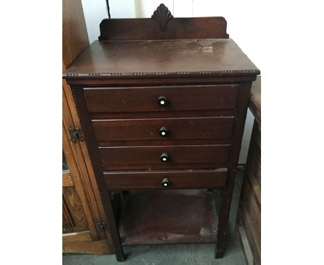 A mahogany specimen cabinet comprising four drawers with flat folding openings with single shelf below 50 x 36 x 90cmH