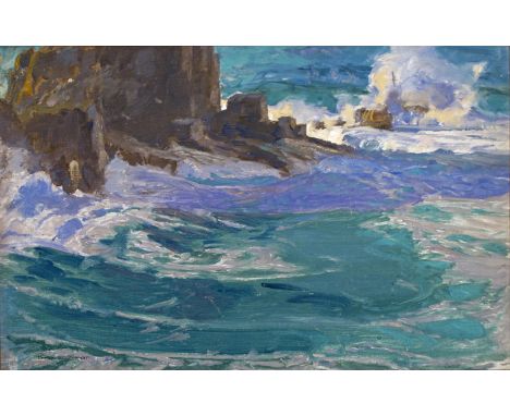‡ Robert Borlase Smart (1881-1947) The Armed Knight, Land’s End Signed, also signed and titled verso Oil on canvasboard 30 x 