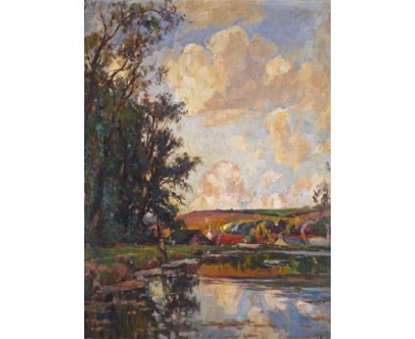 Garstin Cox (1892-1933) In the Roseworthy Valley near Camborne ... Signed and titled indistinctly verso Oil on board 60.5 x 4