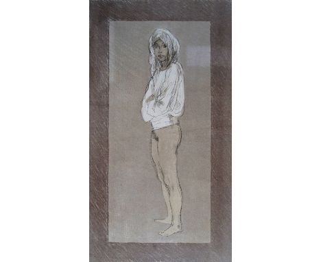 ‡ Ralph Brown R.A. (1928-2013) Standing, semi-clad nude  Signed, dated 91, numbered 2/90 and inscribed Lithograph 63.5 x 35cm