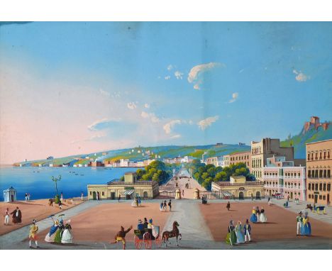 Neapolitan School 19th Century Villa Reale, Naples Gouache 29 x 42.5cm; 11½ x 16¾in ++A small tear lower left corner, some li