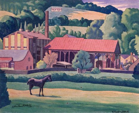 ‡ Ethelbert White R.W.S. (1891-1972) The Tannery Signed twice Watercolour on buff paper 30 x 37cm; 12 x 14½in Provenance: The