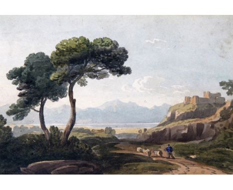 John Varley O.W.S. (1778-1842) A distant view of Harlech Castle Signed J lower right Watercolour over pencil 15 x 21.5cm; 6 x