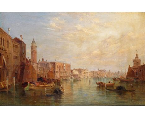 Alfred Pollentine (1836-1890) San Maggiore, Venice from the water; Feluccas and gondolas on the Grand Canal, Venice A pair, b