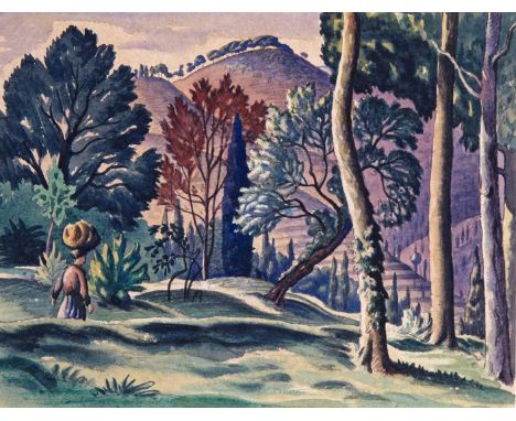‡ Ethelbert White R.W.S. (1891-1972) Upland Farm Watercolour on buff paper 24 x 31cm; 9½ x 12½in Provenance: The Fine Art Soc