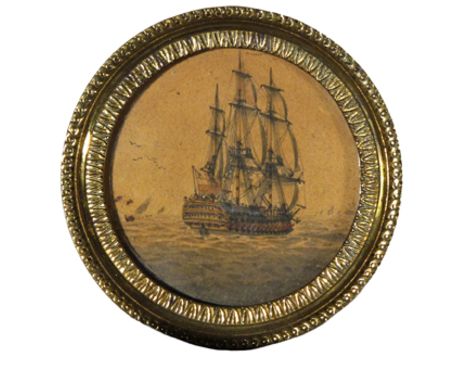 Samuel Atkins (fl.1787-1808) Miniature portrait of the ship Victory Watercolour on buff paper, circular 6.5cm; 2½in diameter 