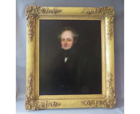 (XIX). British school, portrait study of a Georgian gentleman, unsigned, oil on canvas, framed in a period decorative gold fr
