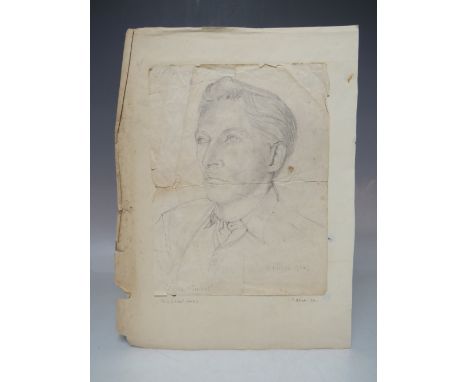 AFTER ADOLF HITLER. A head and shoulder portrait study of FRITZ GUNSCHE, bears signature and date 1920 lower right, pencil on
