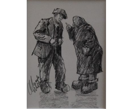ALEXANDER MILLAR (1960).  'A Good Talking To', original pencil sketch, signed lower left, framed and glazed, 18 x 13 cmNB: Ar
