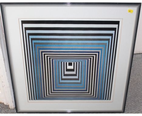 VICTOR VASARELY (1906-1997). Abstract composition 'VONAL STRI 1975', see verso, unsigned, offset lithograph on paper, framed 