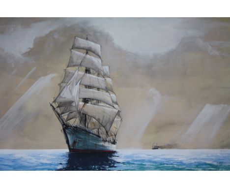 BARRY MASON (1947).  Seascape with sailing boats, signed lower right, oil on board, framed, 45 x 67 cm Condition Report:There