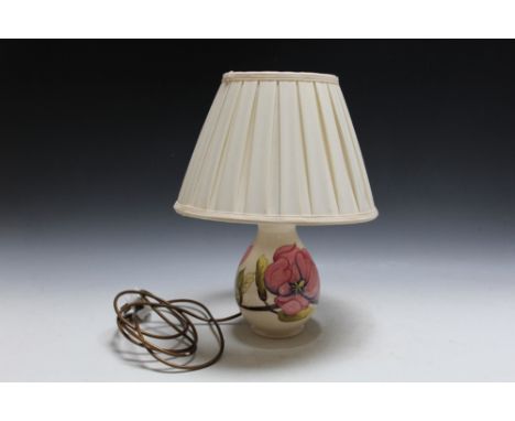 A MOORCROFT MAGNOLIA PATTERN LAMP, H 26 cm not inc shade Condition Report:some crazing the main body
