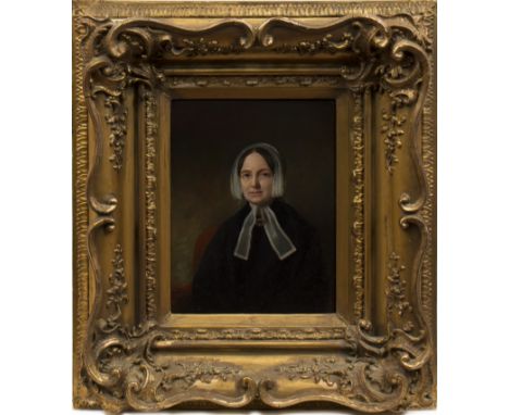 SCOTTISH SCHOOL (NINETEENTH CENTURY), PORTRAIT OF A LADY IN A BONNET oil on panel 25.5cm x 25.5cmFramed