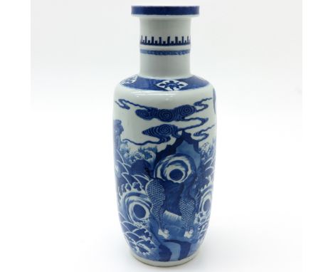 Depicting temple lions and mythological creatures, 46 cm. tall, marked on bottom with double ring.