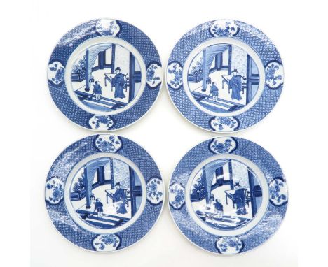 Depicting Chinese woman with boy, marked on bottom with double ring and 6 characters, 26 cm. in diameter.